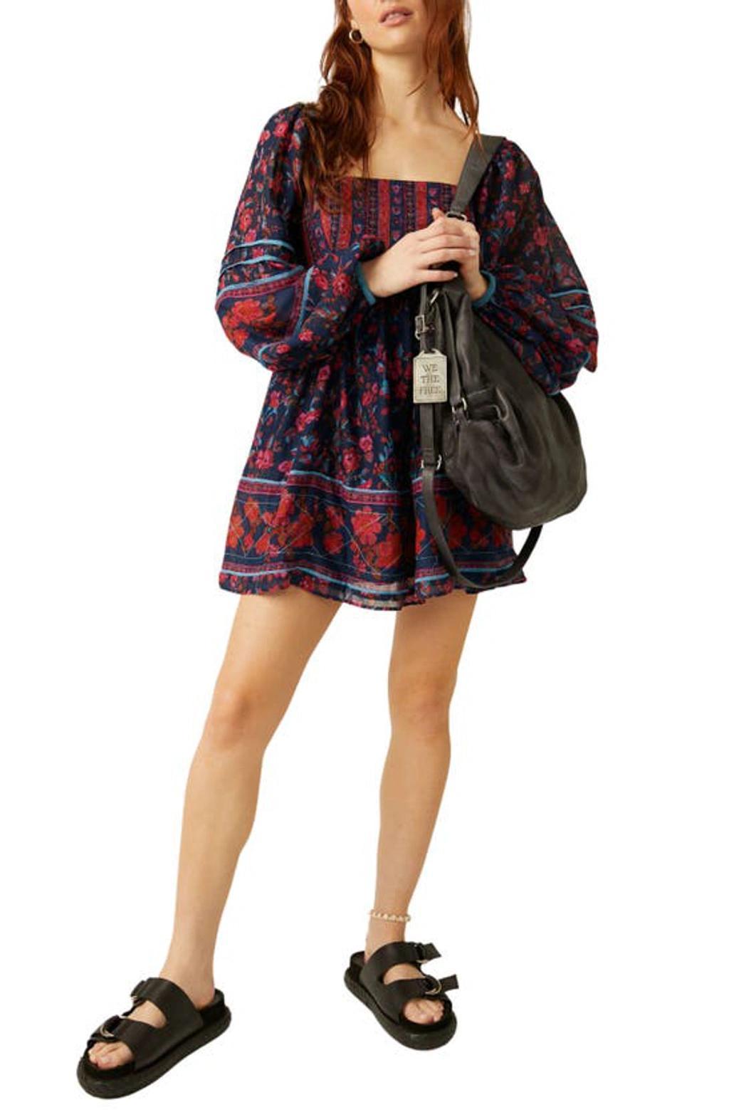 Endless Afternoon Print Long Sleeve Minidress In Black Product Image