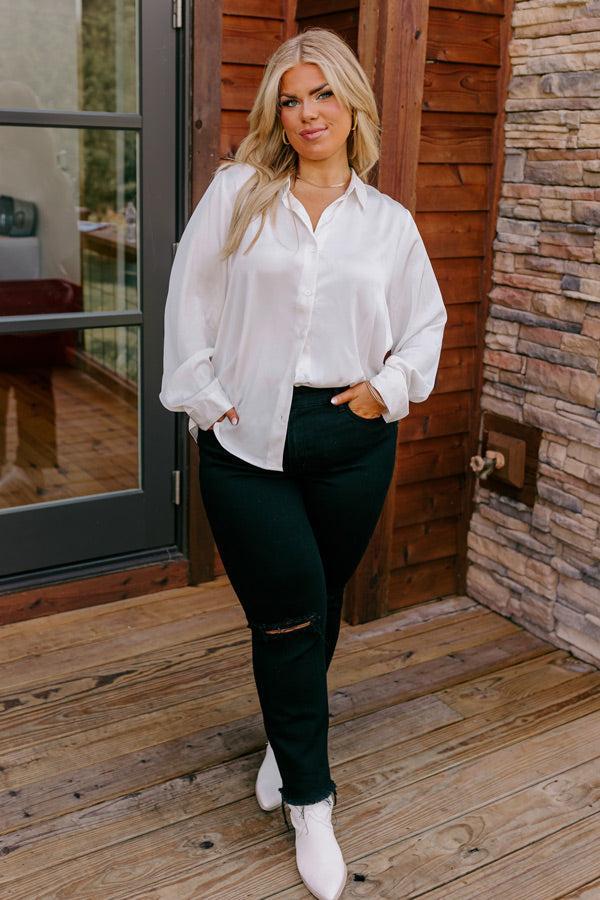 Roaming The City Button Up in Ivory Curves Product Image