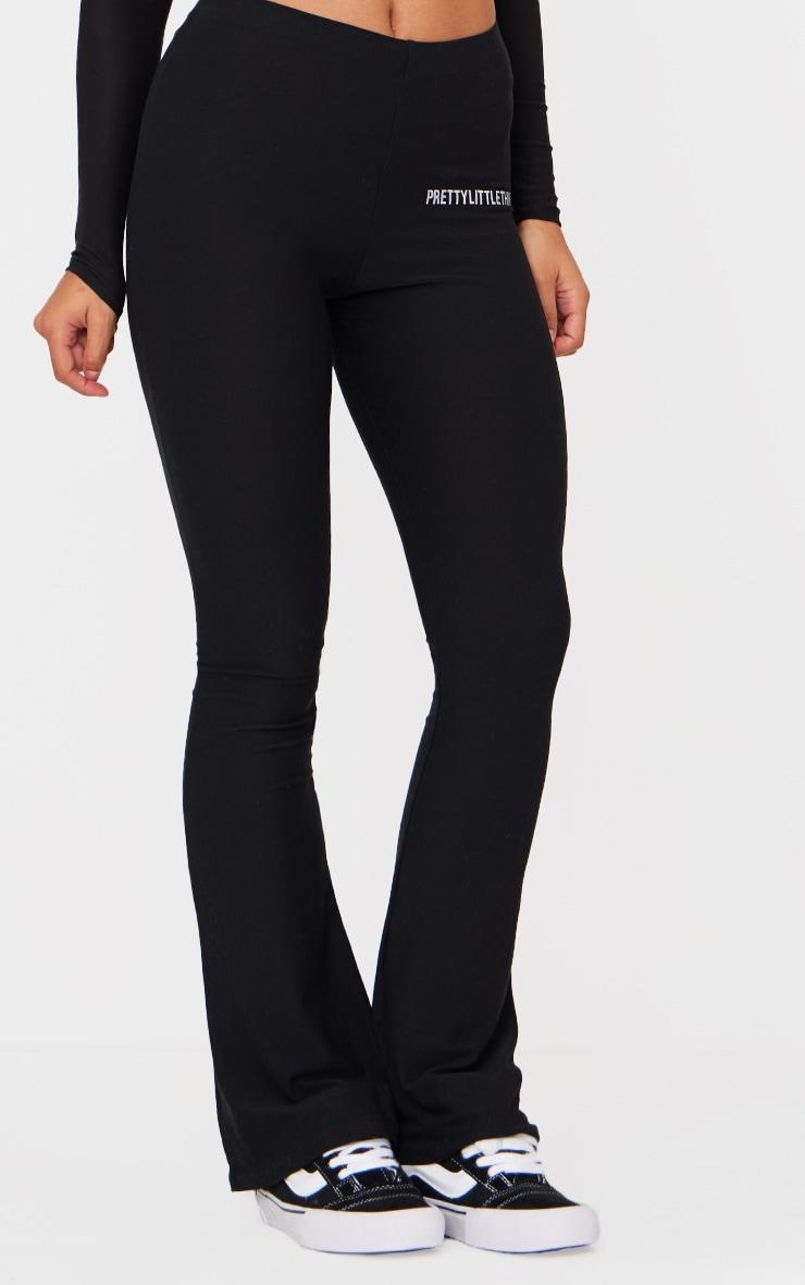 Black Cotton High Waist Flared Pants Product Image