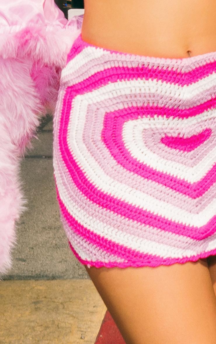 Pink Love Heart Crochet Mini Skirt Product Image