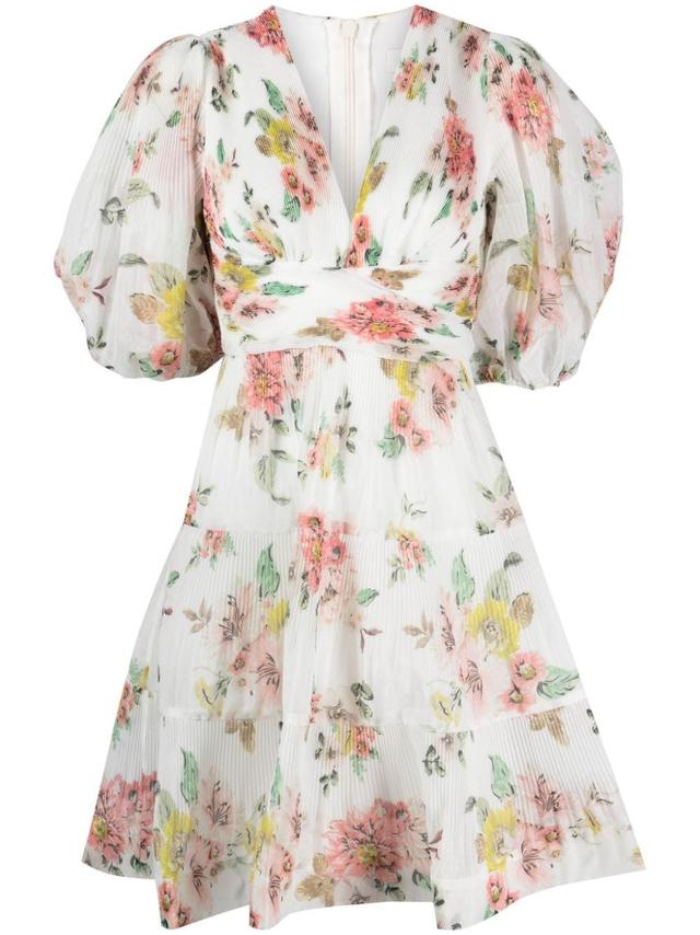 floral-print puff-sleeve minidress Product Image