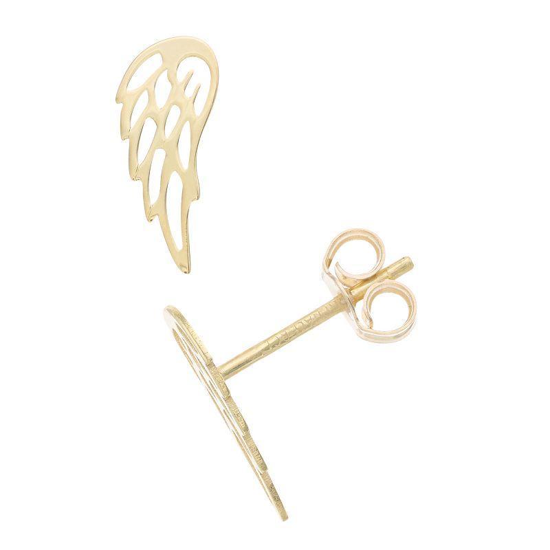 14k Gold Wing Stud Earrings, Womens Product Image