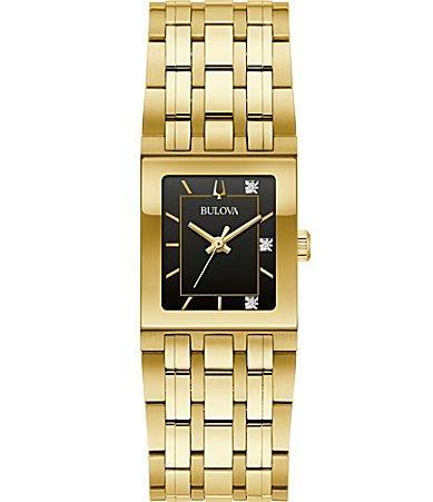 Bulova Womens Marc Anthony Quadra Quartz Gold Stainless Steel Bracelet Watch Product Image