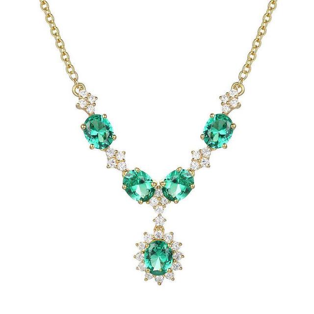 14k Gold Over Silver Lab-Created Emerald Necklace, Womens Gold Tone Product Image