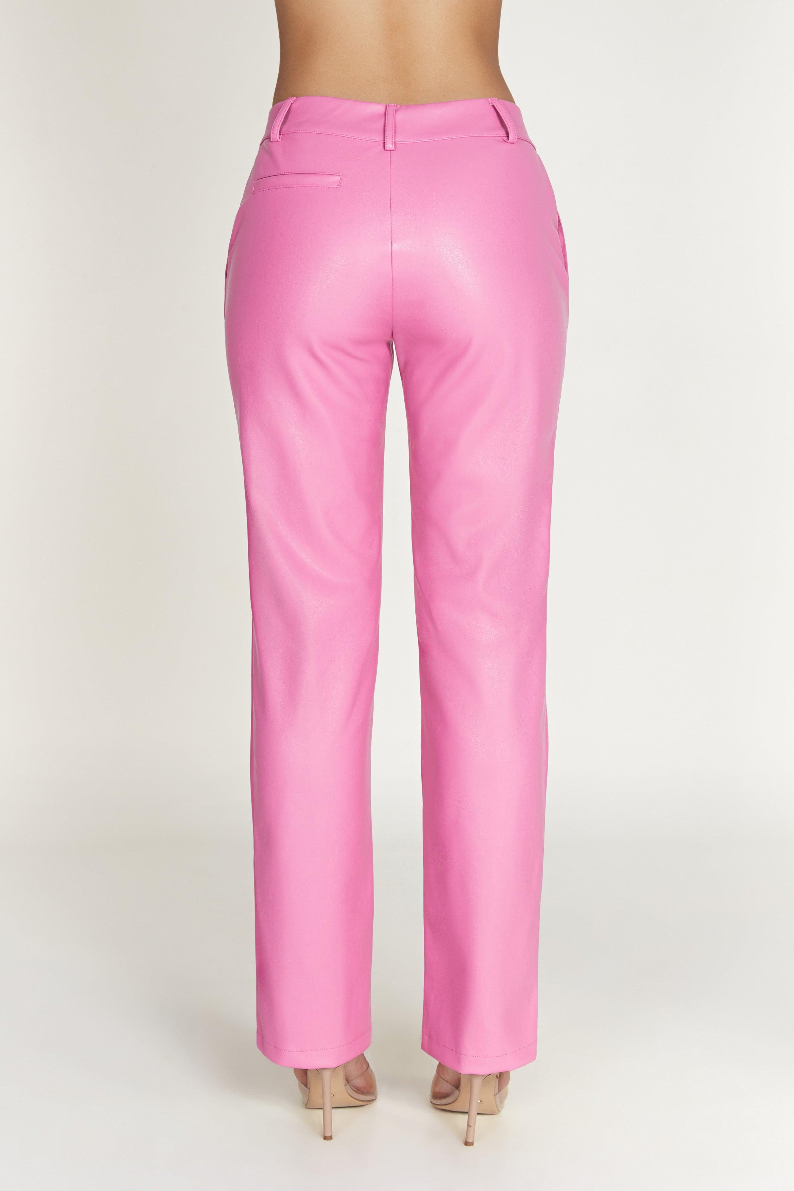 Matilda Slouchy Low Rise Faux Leather Pant - Rose Pink Product Image