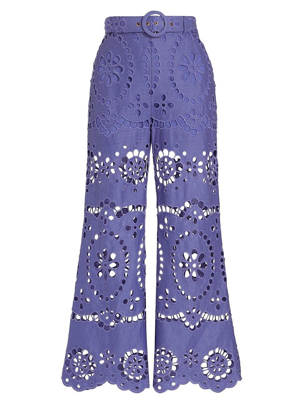 Womens Pop Eyelet-Embroidered Flared Pants Product Image