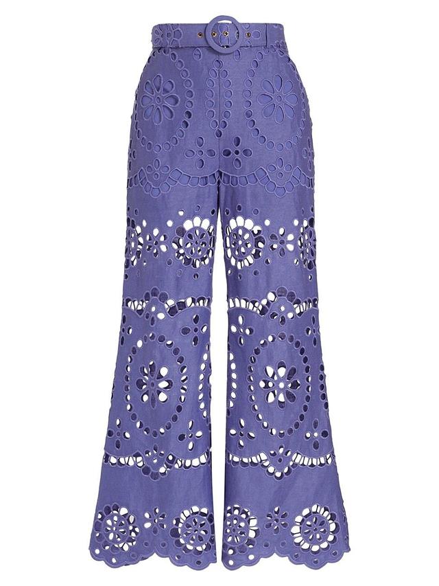 Womens Pop Eyelet-Embroidered Flared Pants Product Image