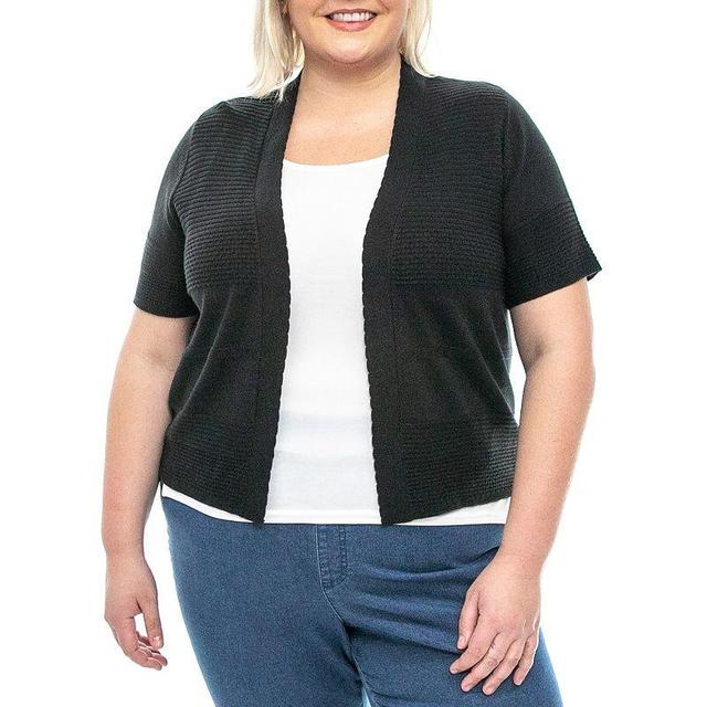 Plus Size Nina Leonard Short Sleeve Bolero, Womens Black Product Image