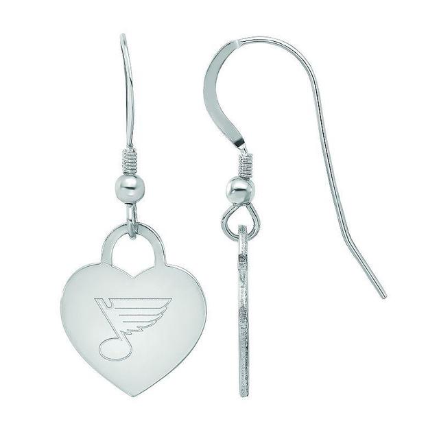 LogoArt Sterling Silver St Louis Blues Heart Drop Earrings, Womens Product Image