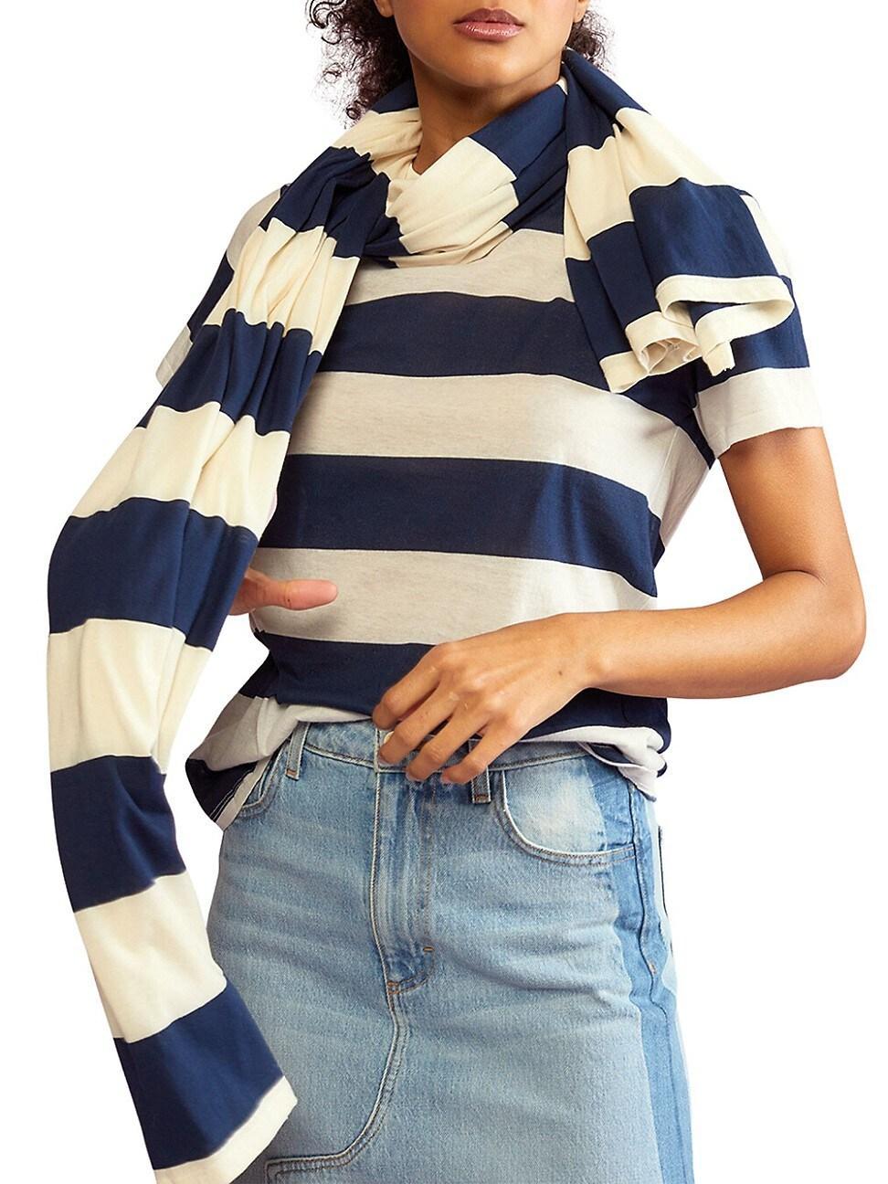 Womens Striped Cotton Jersey Scarf Product Image