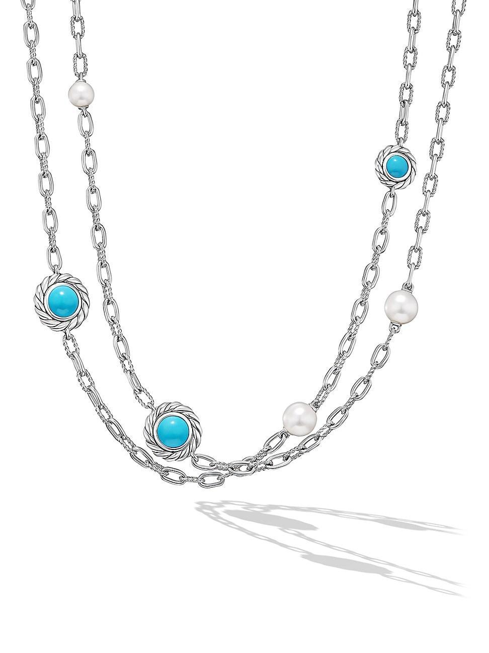 Womens Pearl Classics Station Chain Necklace in Sterling Silver Product Image