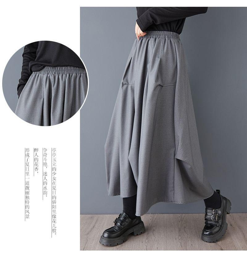 High Rise Asymmetrical Plain Maxi A-Line Skirt Product Image