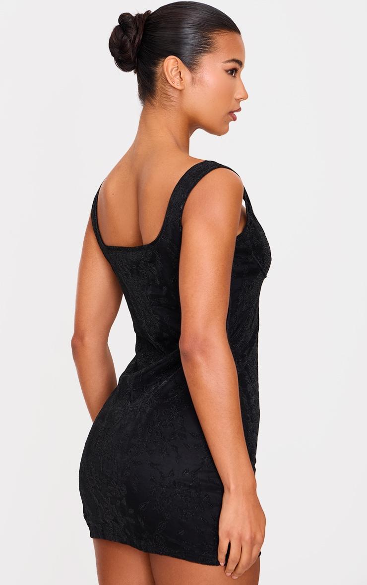 Black Textured Glitter Underwire Strappy Shift Dress Product Image