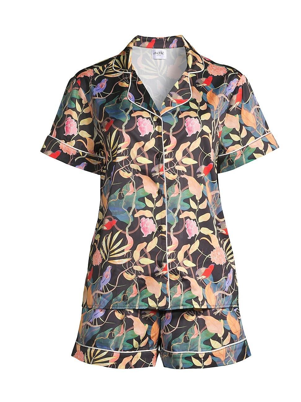 Womens Sunset Ocean Dip Printed Shorts Pajama Set Product Image