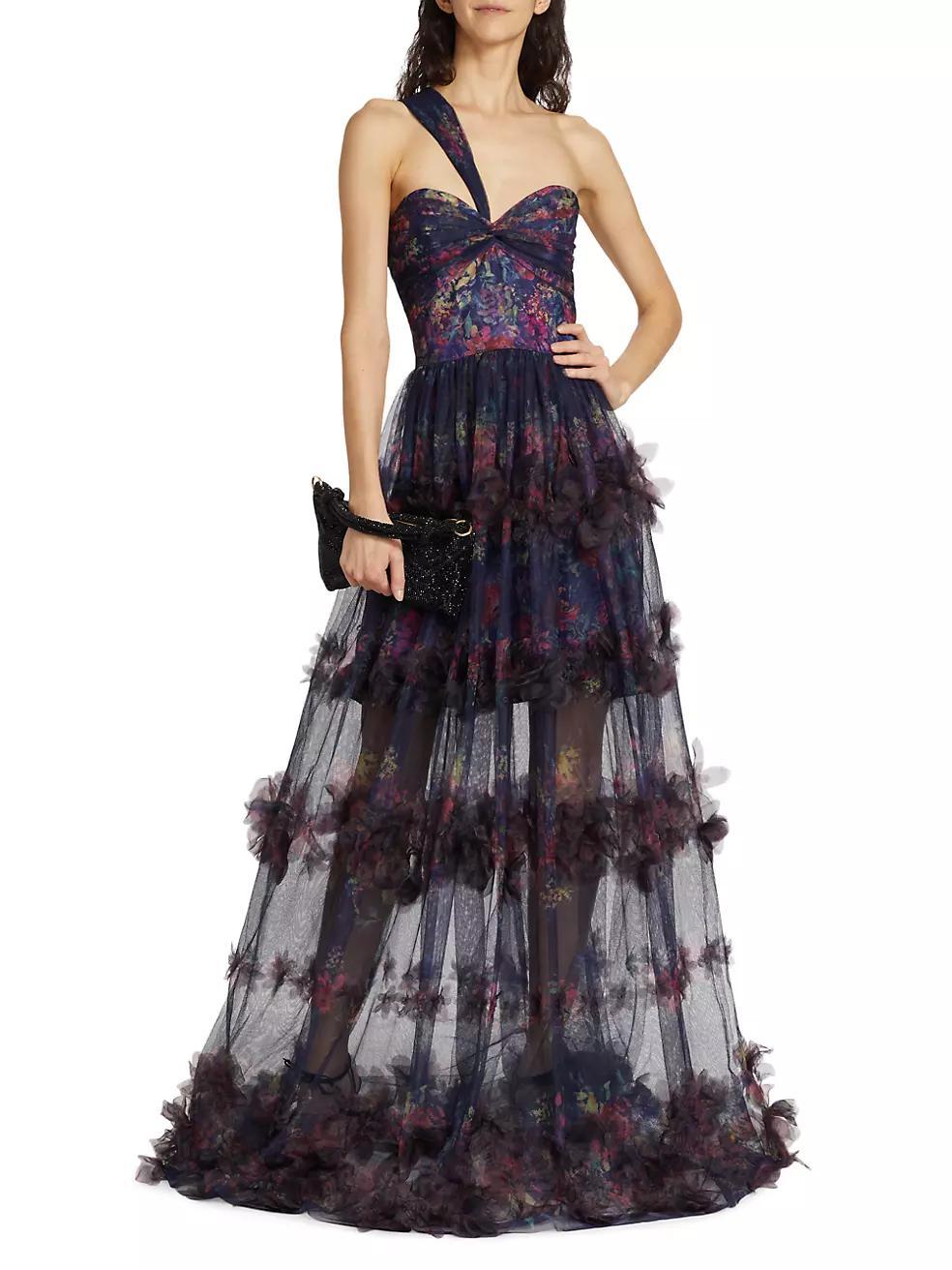 One-Shoulder Tulle Gown Product Image