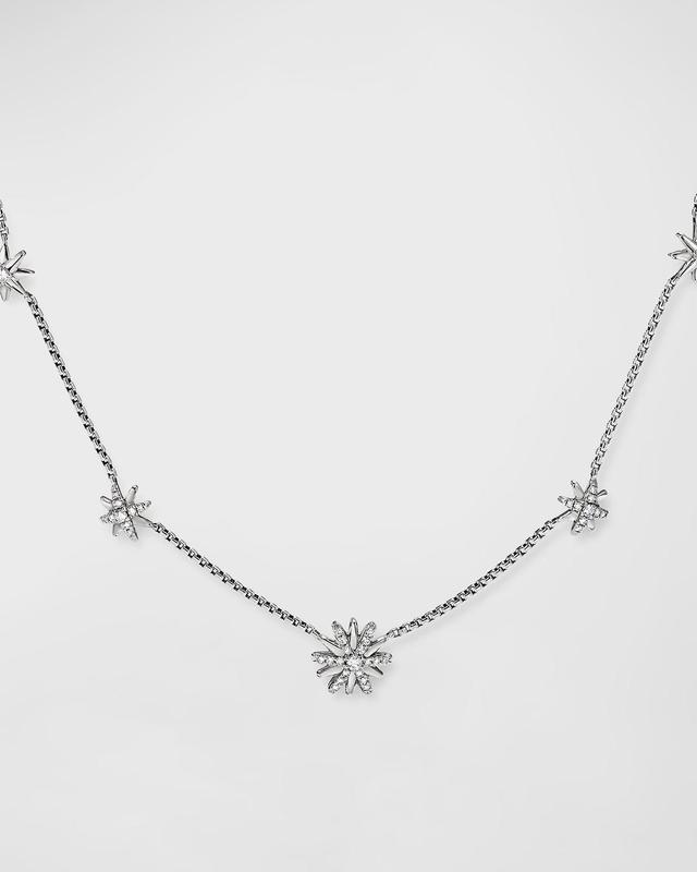 Womens Starburst Station Chain Necklace with Pav Diamonds Product Image