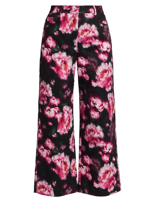 Womens Alessia High-Rise Floral Wide Crop Jeans Product Image