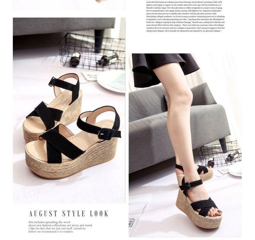 Platform Wedge Heel Espadrille Sandals Product Image