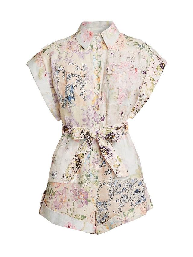 Womens Halliday Floral Linen Romper Product Image