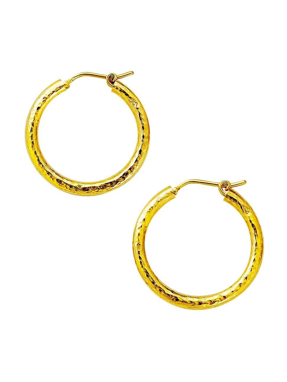 Womens 19K Yellow Gold Giant Hammered Hoop Earrings Product Image