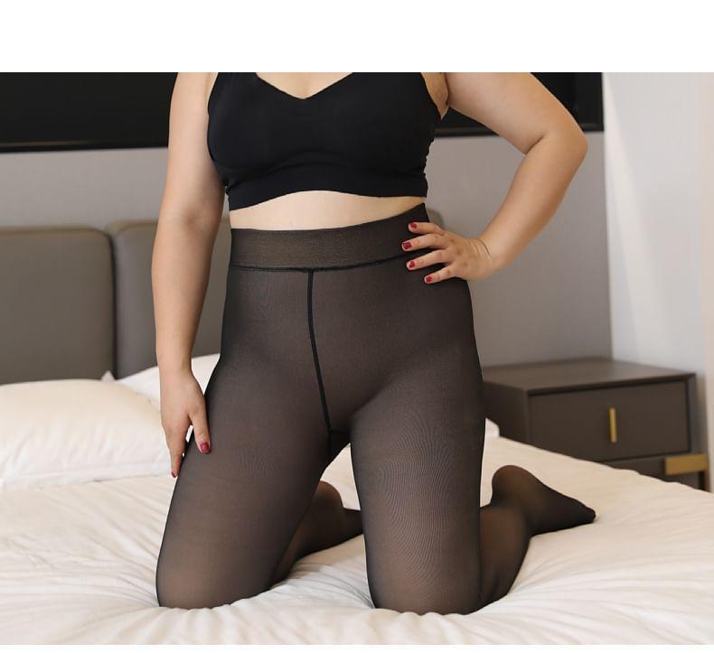 Plus Size Fleece Lined Plain Tights Product Image