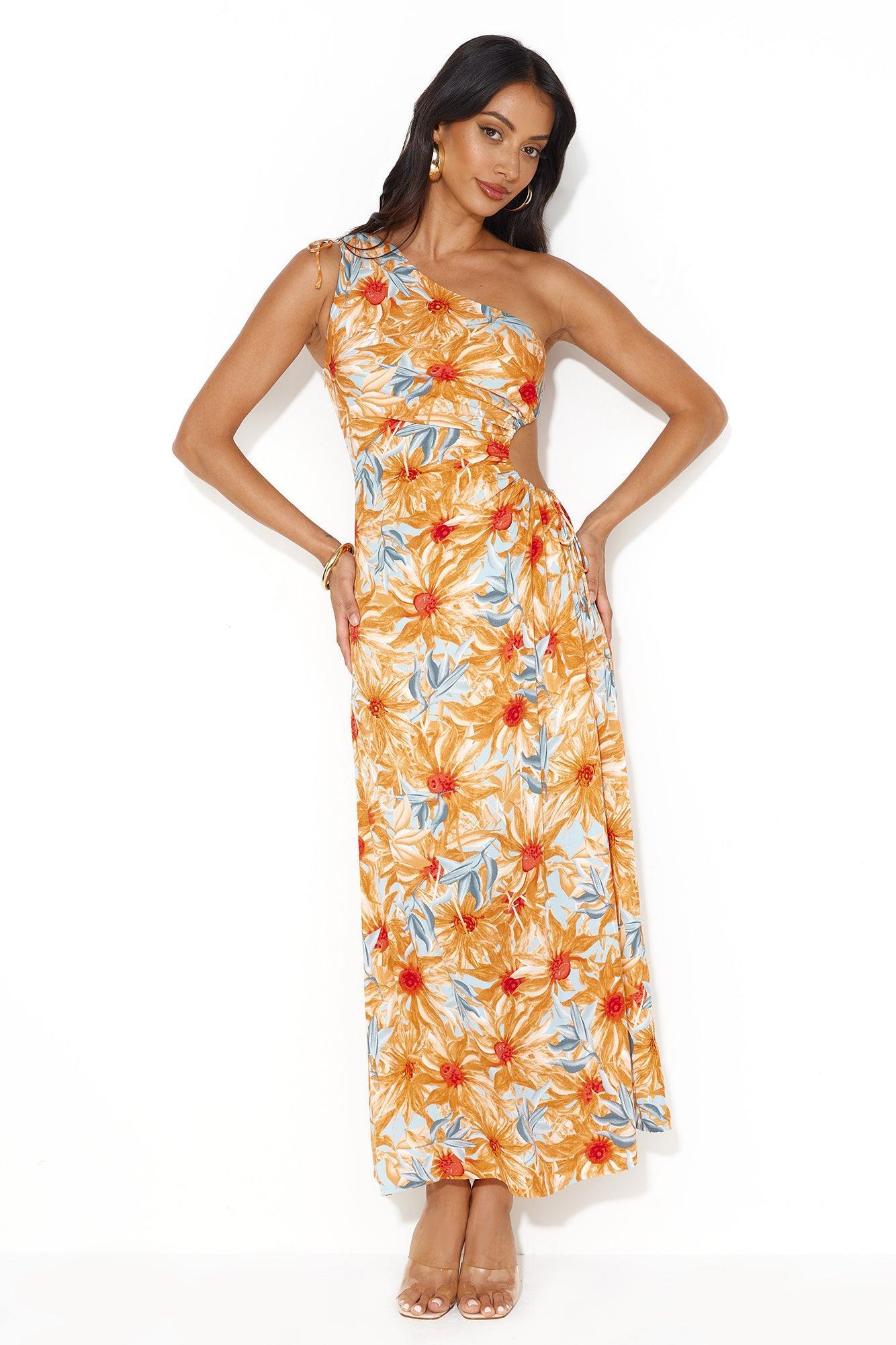 Ticket Anywhere One Shoulder Maxi Dress Orange Product Image