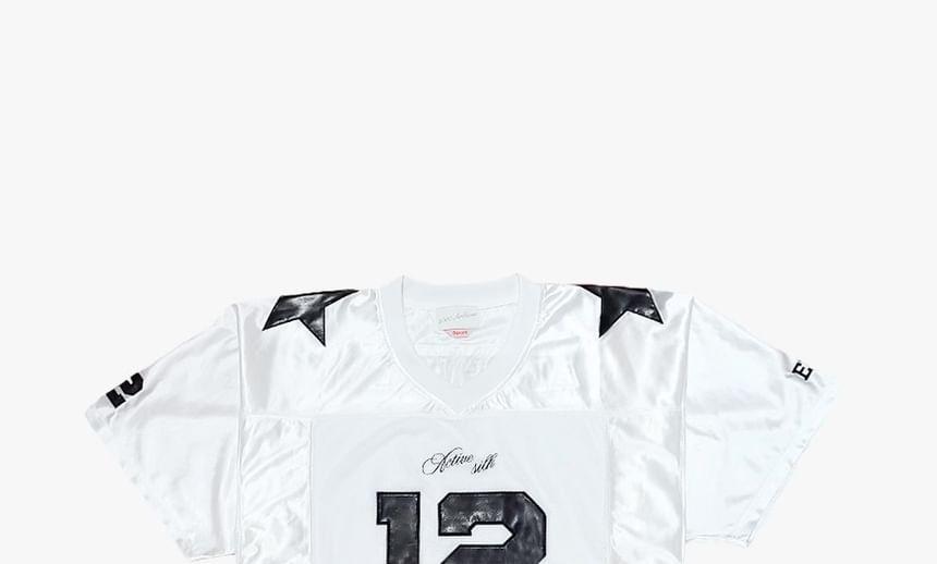 Short Sleeve V-Neck Numbering Printed Jersey T-Shirt Product Image