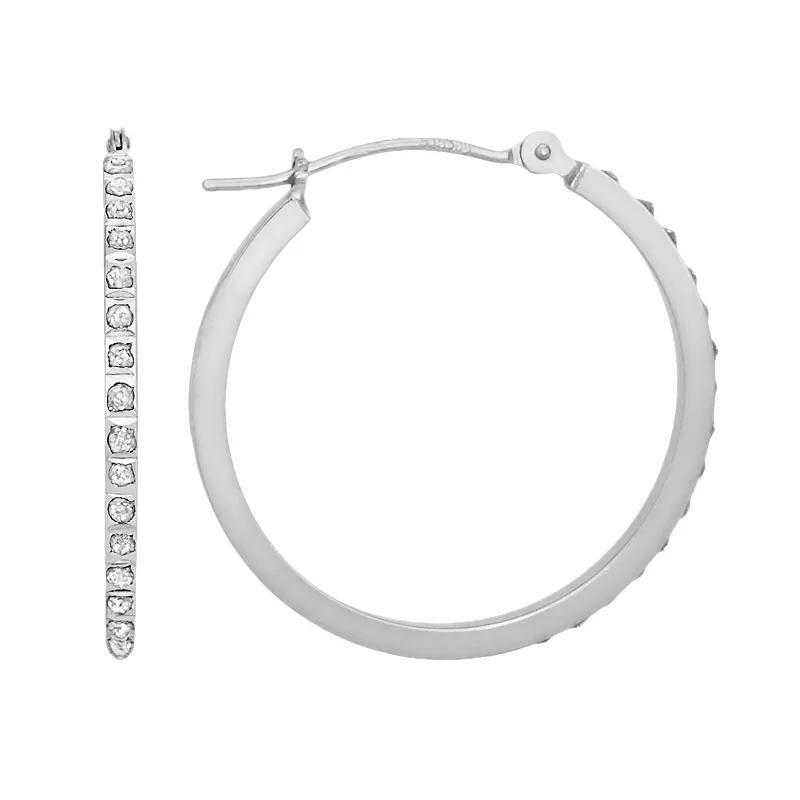 Diamond Fascination 14k Gold Diamond Accent Hoop Earrings, Womens, 14k White Gold Product Image