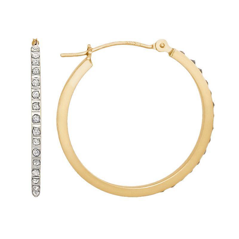 Diamond Fascination 14k Gold Diamond Accent Hoop Earrings, Womens, White Product Image