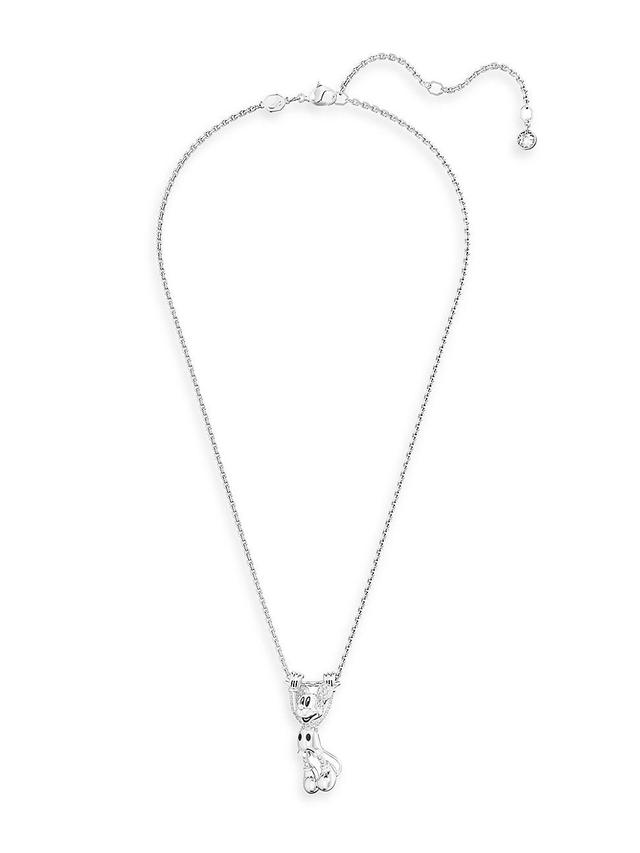 Womens Disney100 Rhodium-Plated & Crystal Mickey Mouse Pendant Necklace Product Image