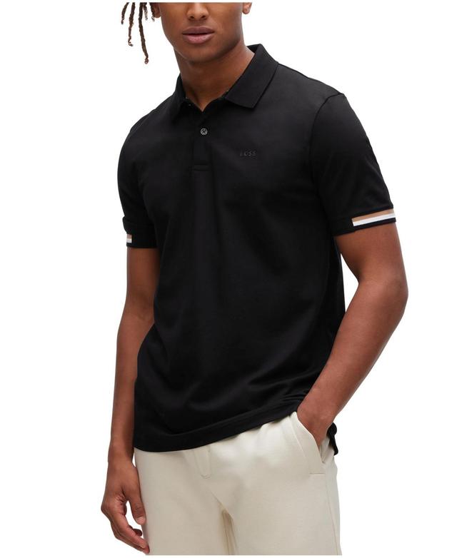 Boss Men's Rubberized Logo Slim-fit Polo Shirt In Black Product Image