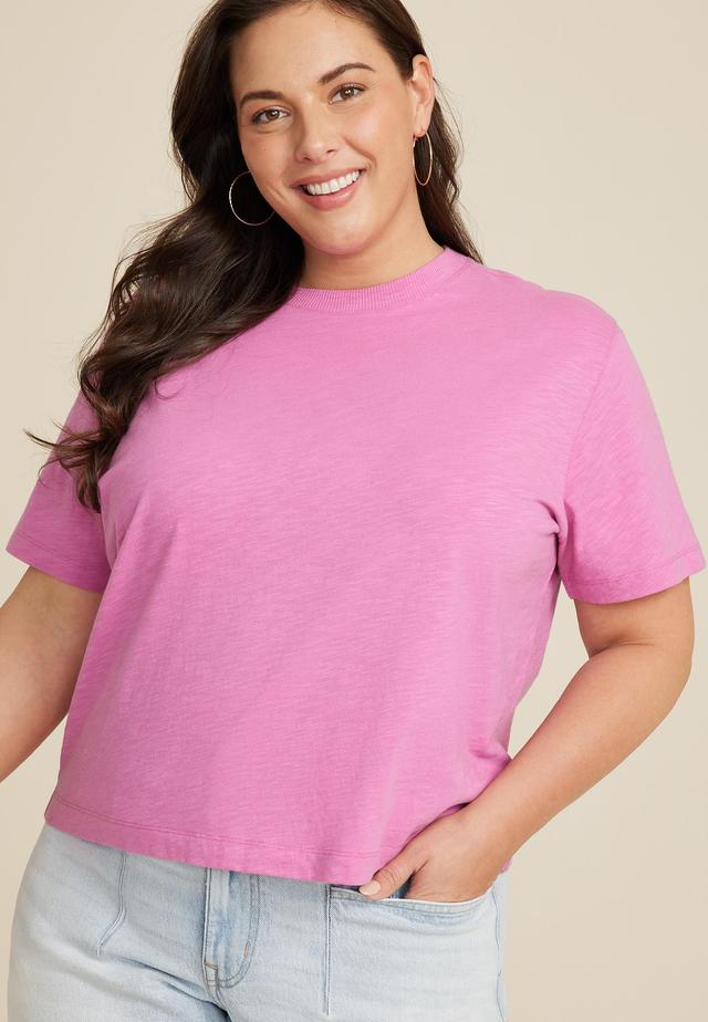 Maurices 1X Plus Size Womens 24/7 Boxy Crop Tee Pink Product Image