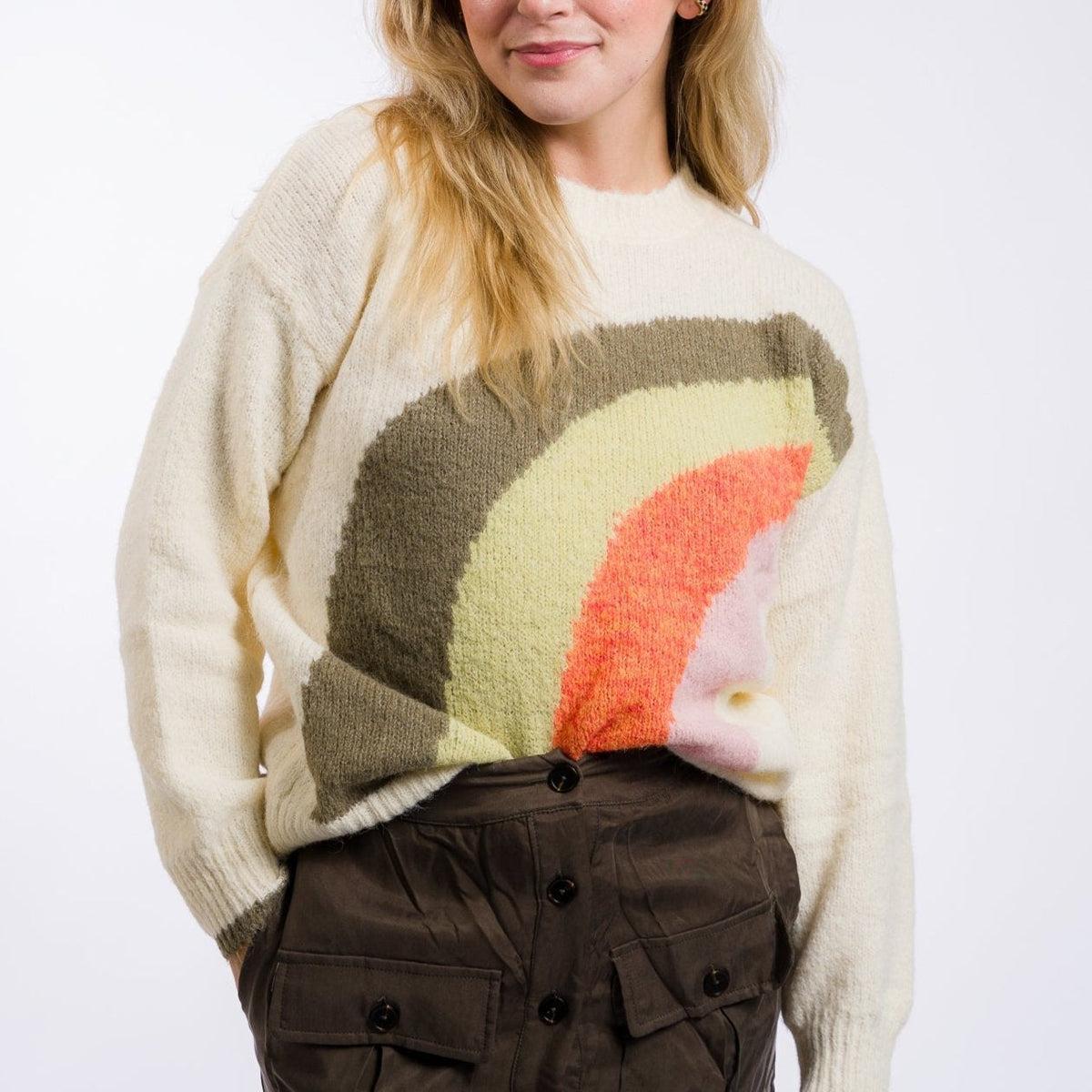 Miou Muse Rainbow Pattern Sweater Top Product Image