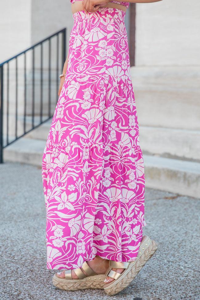 In This Moment Berry Printed Maxi Skirt FINAL SALE Product Image