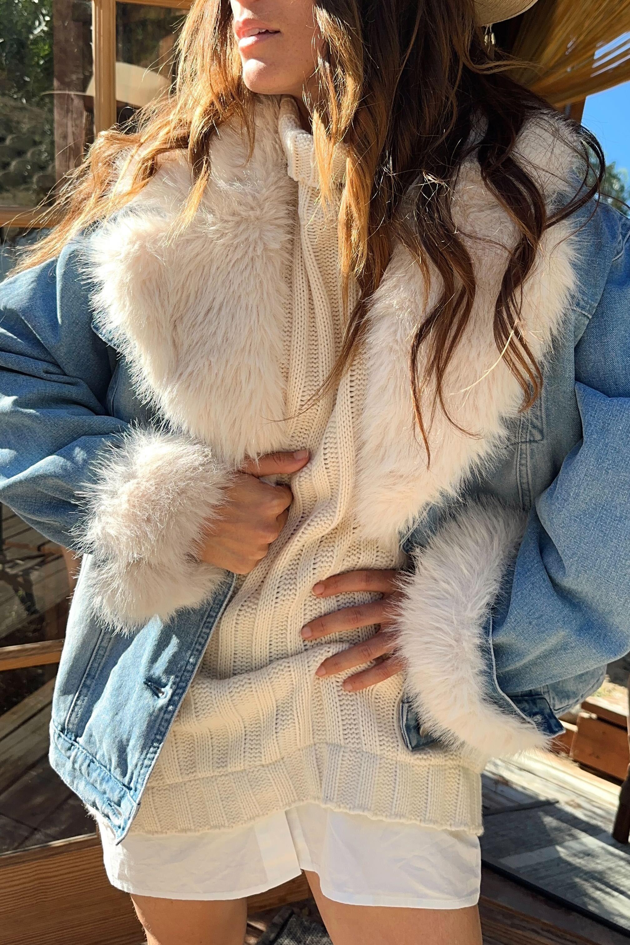 Rylee Denim Jacket with Faux Fur Trim Product Image