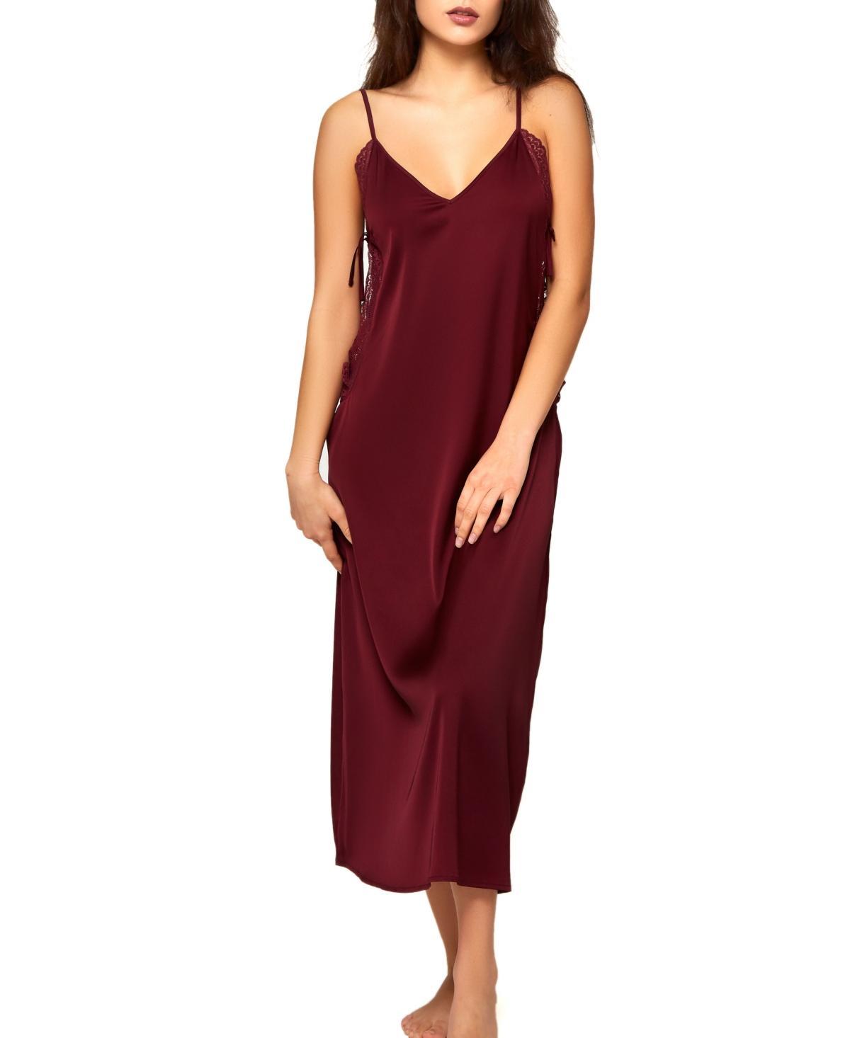 Womens Tania Long Satin Gown - Burgundy Product Image