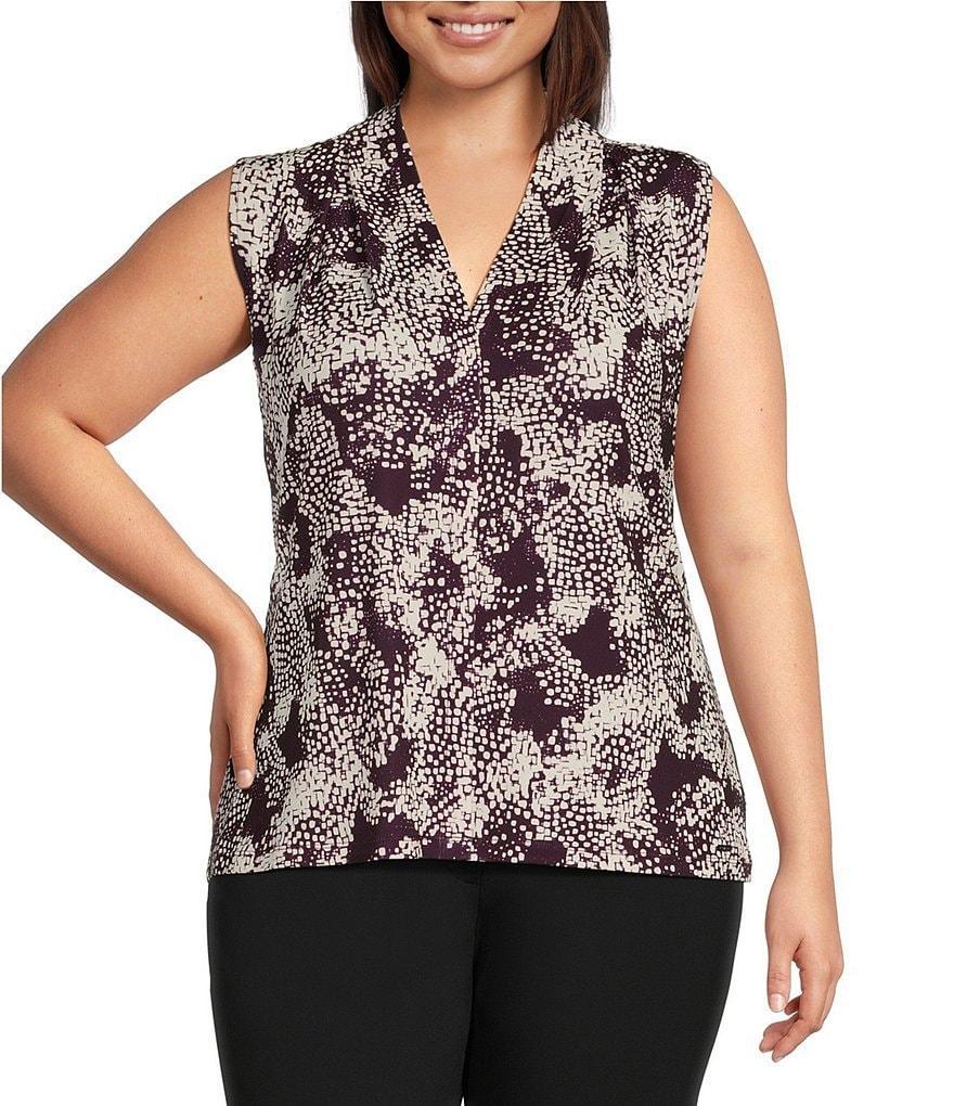 Calvin Klein Plus Size Snake Print Deep V-Neck Sleeveless Cami Top Product Image