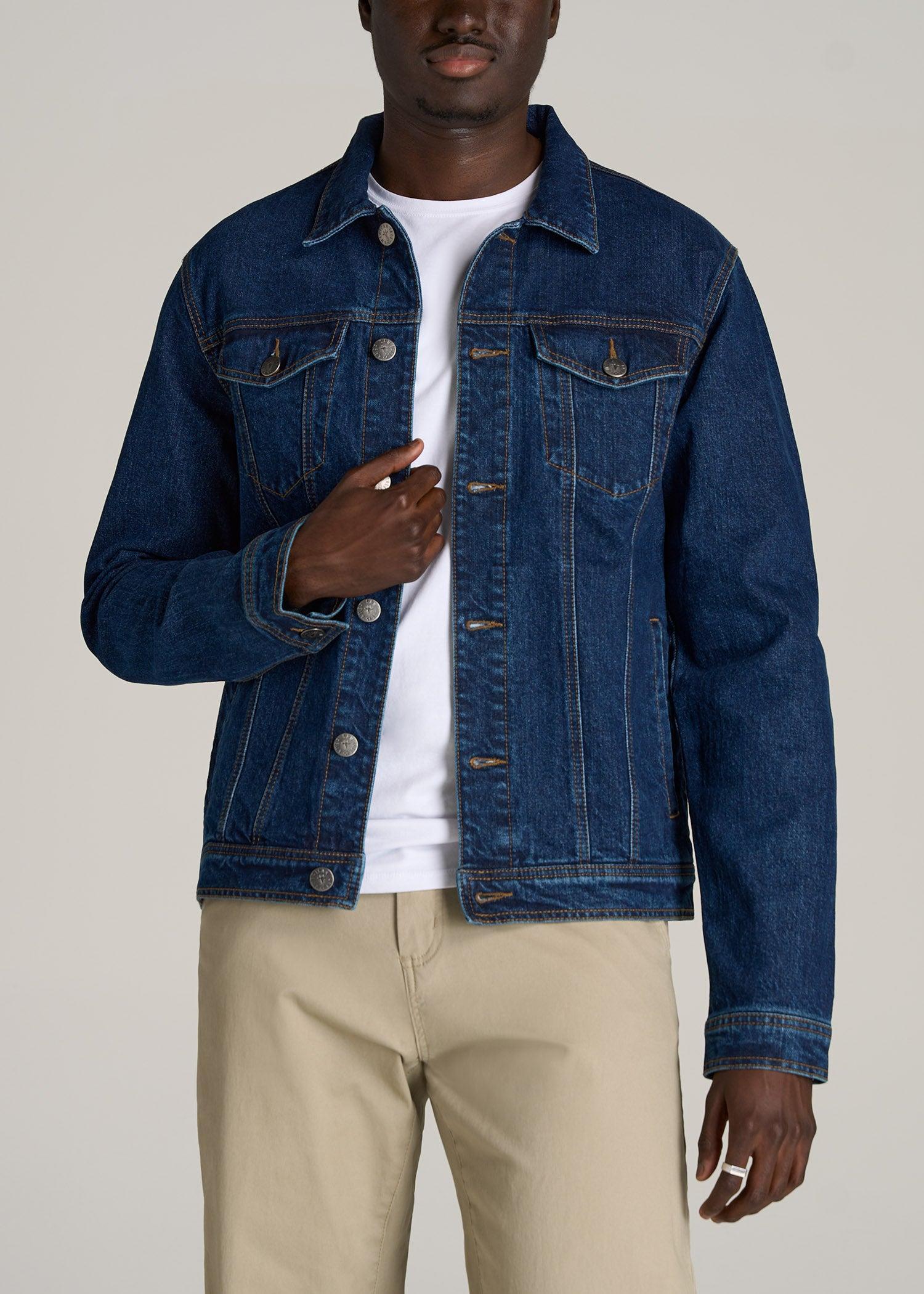 Men's Tall Denim Trucker Jacket in Mid Ocean Blue product image