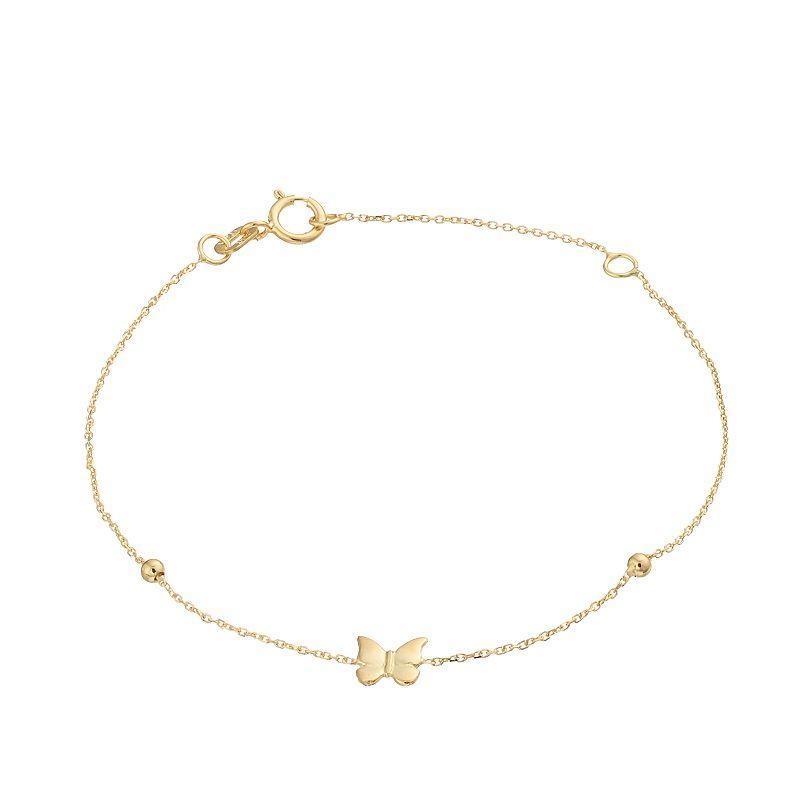 Au Naturale 14k Gold Butterfly Charm Bracelet, Womens Product Image