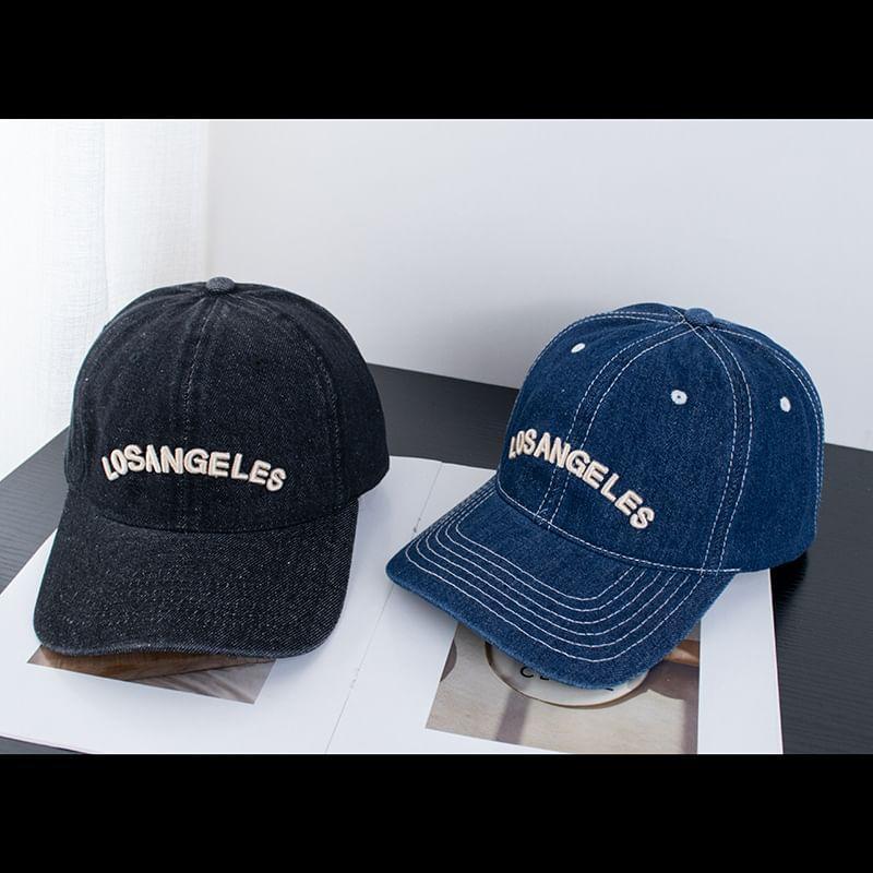 Embroidered Letter Denim Baseball Cap Product Image