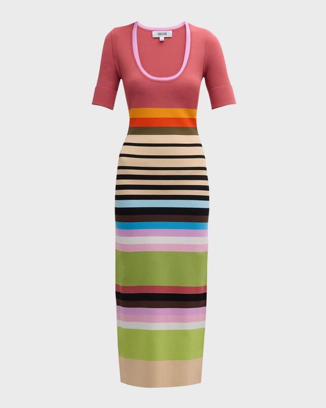 Multicolor Striped Knit Midi Dress Product Image