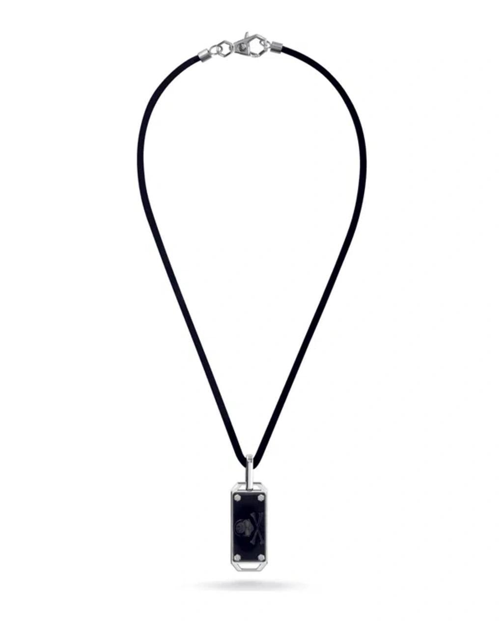 PHILIPP PLEIN $kull Bones Silicone Necklace In Silver Product Image