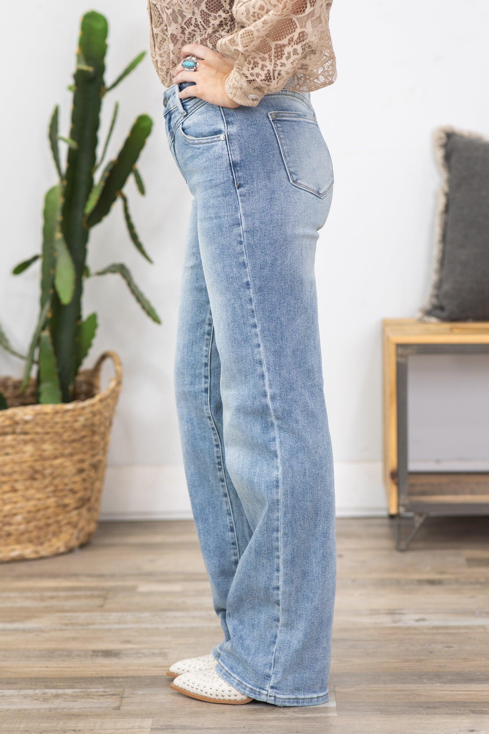 Judy Blue Front Yoke Retro Wide Leg Jeans Product Image