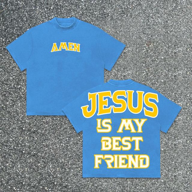 Jesus Is My Best Friend Sogan Graphics Cotton T-Shirt Product Image