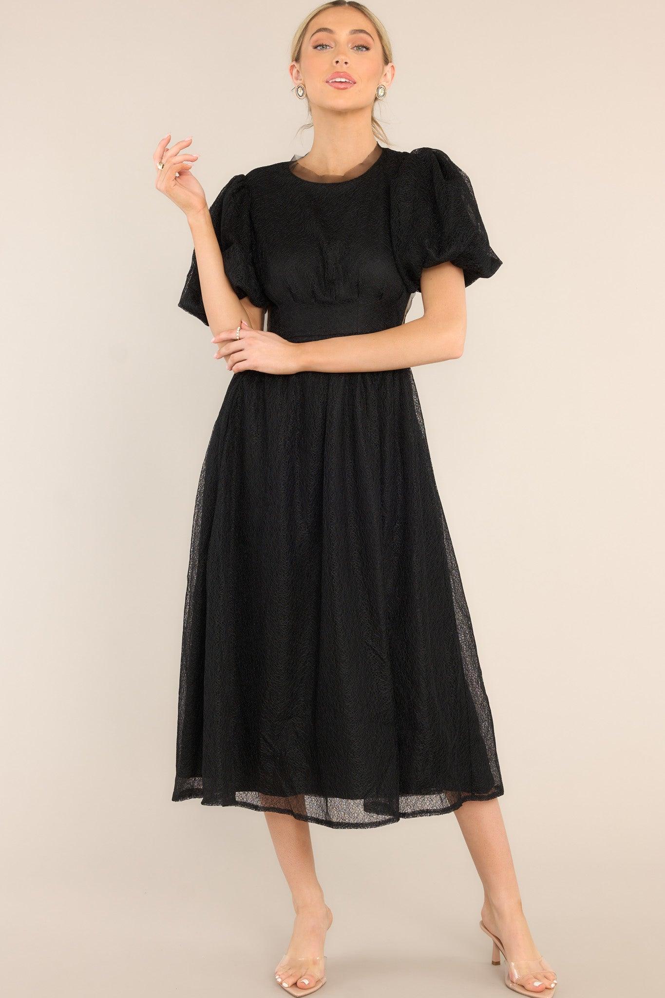 Simply Her Black Lace Midi Dress Product Image