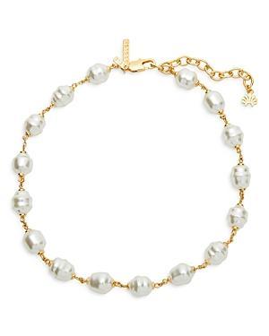 Lele Sadoughi Imitation Baroque Pearl Station Necklace in 14K Gold Plated, 16 Product Image