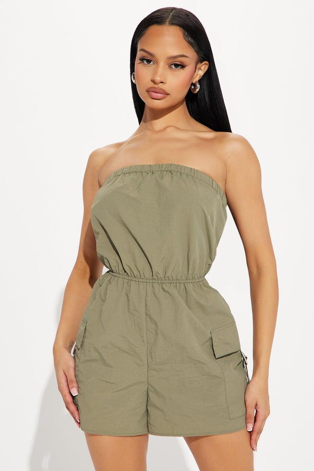 True To Self Cargo Romper - Olive Product Image