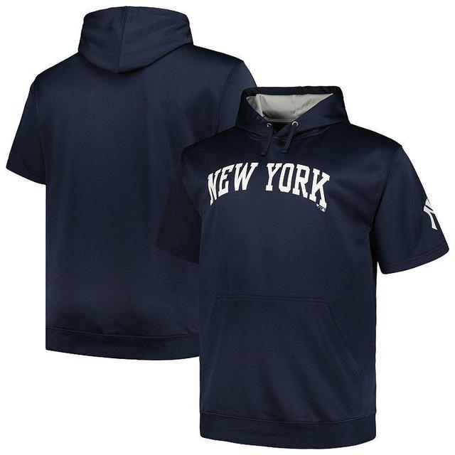 Mens Profile Navy New York Yankees Big & Tall Contrast Short Sleeve Pullover Hoodie Product Image