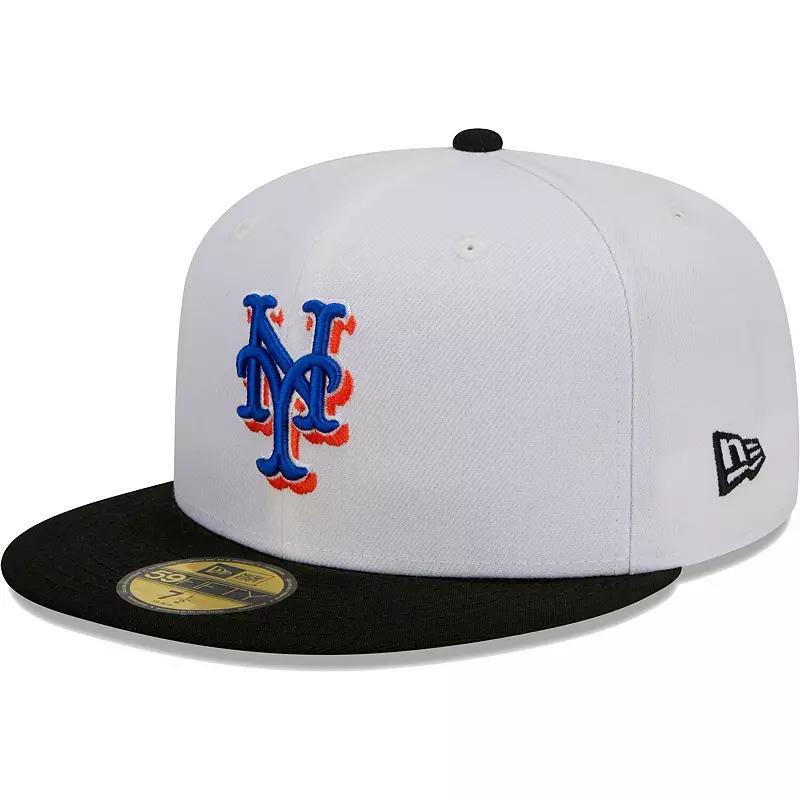 Mens New Era White, Black New York Mets Optic 59FIFTY Fitted Hat Product Image