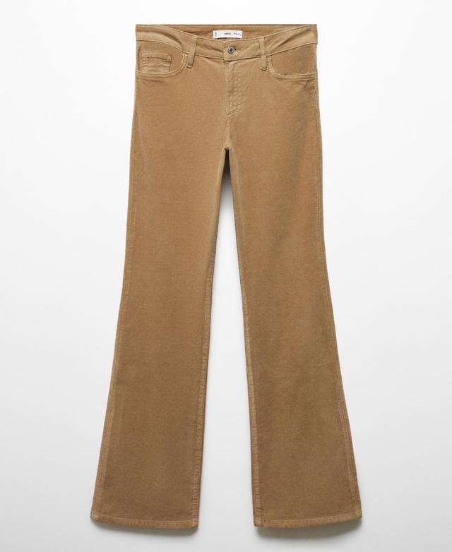 MANGO - Mid-rise corduroy flared pants medium brownWomen Product Image